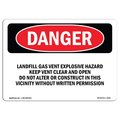 Signmission Safety Sign, OSHA Danger, 3.5" Height, 5" Width, Landfill Gas Vent Explosive Hazard Keep, Landscape OS-DS-D-35-L-2535